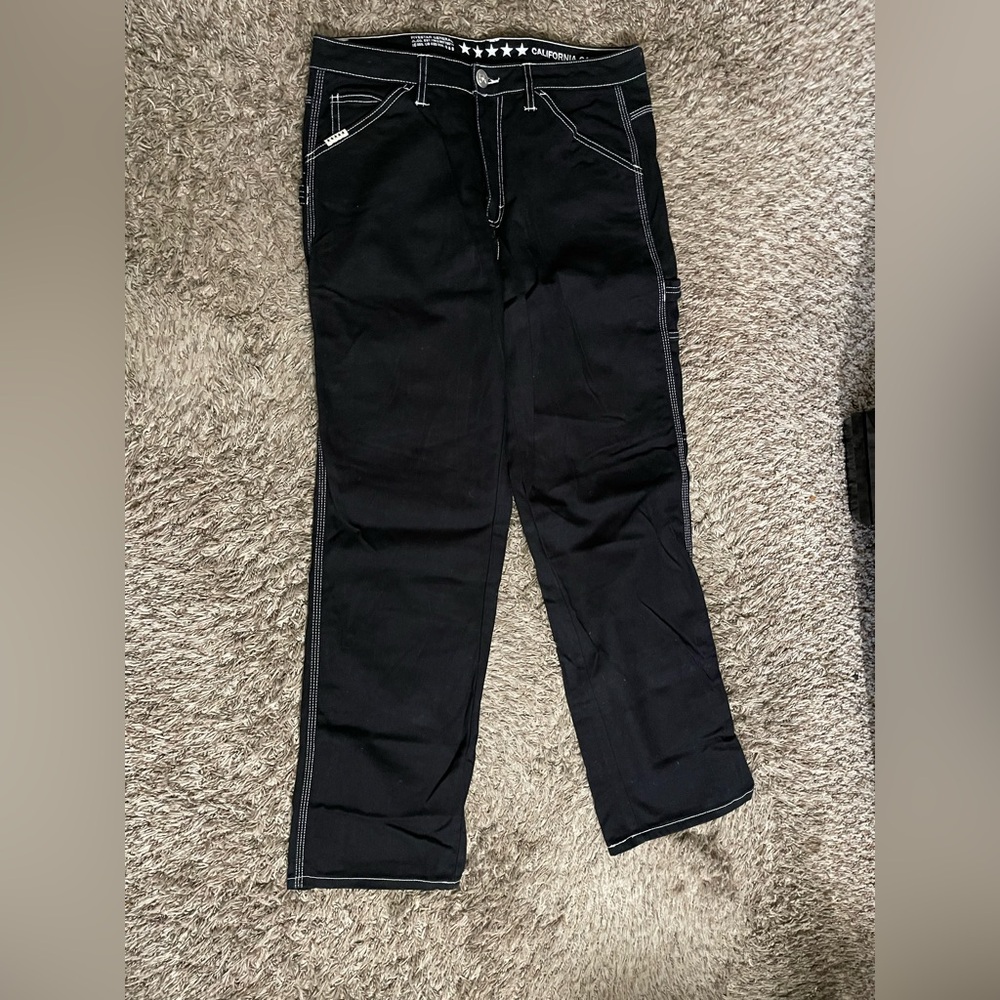 Black Denim cargos with White Stitching